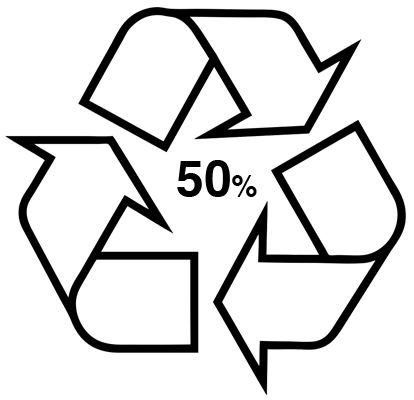 Recycling logos with percentages - 10%, 20%, and 30%